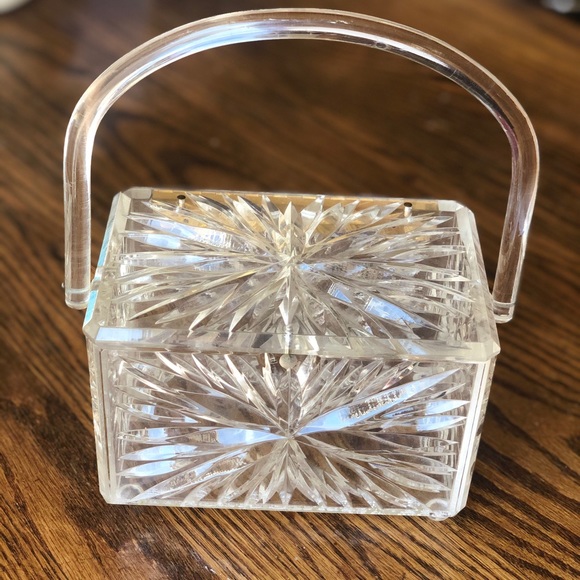 Vintage Lucite clear carved purse clutch - Picture 3 of 16